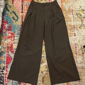 ZARA olive green Wide-Leg Women's Trousers. Size S (4-6)